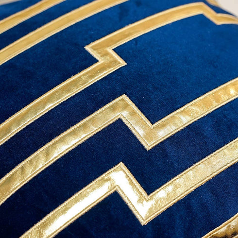 Avigers 20 x 20 Inches Navy Blue Gold Leather Striped Cushion Cases Luxury European Throw Pillow Covers Decorative Pillows for Couch Living Room Bedroom Car 50 x 50cm