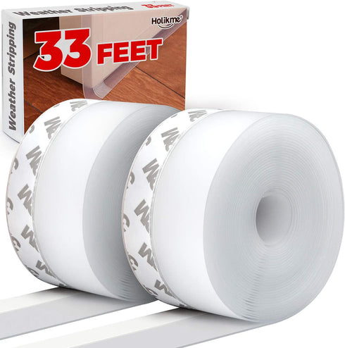 Holikme 1.8”W-33 Feet Weather Stripping Silicone Door Seal Strip Door?Silicone Sealing Sticker Adhesive for Doors?Suitable for Windows, Doors, etc,Transparent