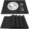 Placemats Set of 4 Jolumros Place Mats for Dining Table Non-Slip Heat Resistant Washable Woven Vinyl Place Mats for Kitchen Decor Insulation Table Mats(Black)
