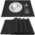 Placemats Set of 4 Jolumros Place Mats for Dining Table Non-Slip Heat Resistant Washable Woven Vinyl Place Mats for Kitchen Decor Insulation Table Mats(Black)