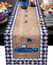SUN-Shine 4th of July Patriotic Flag Truck Linen Burlap Table Runner Dresser Scarves,Table Runners for Family Dinner Holiday Party Kitchen Tabletop Decor Buffalo Plaid and Polka Dot 13x90In