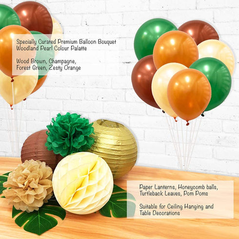 Ola Memoirs Woodland Animals Baby Shower Decorations for Boy or Girl, Gender Neutral Party Supplies Kit- Welcome Baby Banner, Forest Creatures Cut Out, Woodland Balloons, Pompoms, Leaves, Lanterns