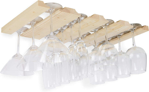 Rustic State Vigo Under Cabinet Mount Wood Stemware Rack 12 Inch Long Natural