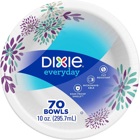 Dixie Exeryday Heavy Duty Paper Bowls, 70 Count, 10 Ounce (Pack of 1)