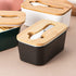 Porcelain Butter Dish with Knife & Wooden Lid, Candiicap Airtight Butter Keeper for Countertop, Large Butter Holder for East West Coast Butter(Matte Black)