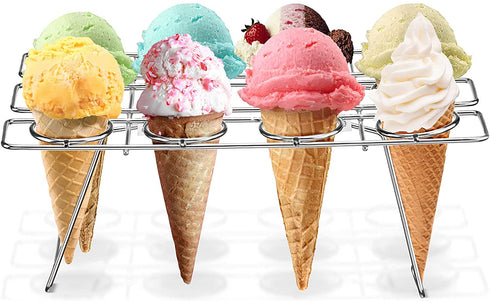 2 Pieces Steel Cupcake Baking Racks Ice Cream Display Racks Cupcake Cone Stands Ice Cream Cone Cupcakes Holders for Home Kitchen Baking Cooking Cupcake Ice Cream Tools Supplies (Silver)