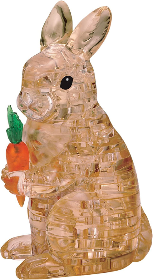 BePuzzled Original 3D Crystal Jigsaw Puzzle - Rabbit with Carrot Animal Assembly Brain Teaser, Fun Model Toy Gift Decoration for Adults & Kids Age 12 & Up, 43Piece (Level 2)