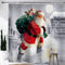 Hiyoo Christmas Santa Claus Shower Curtain with Hooks, Xmas New Year Home Decorations Winter Bathroom Decor Waterproof Polyester Fabric Shower Curtain - Happy Santa Gift-Giving 60" W x 72" L