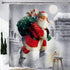 Hiyoo Christmas Santa Claus Shower Curtain with Hooks, Xmas New Year Home Decorations Winter Bathroom Decor Waterproof Polyester Fabric Shower Curtain - Happy Santa Gift-Giving 60" W x 72" L