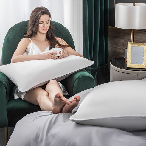 Mulberry Silk Pillowcase for Hair and Skin,Cooling Silk Pillow Case with Hidden Zipper,Allergen Proof Dual Sides Soft Breathable Smooth Both Sided Silk Pillow Cover.(20"x 26",1 Pcs,Light Gray)