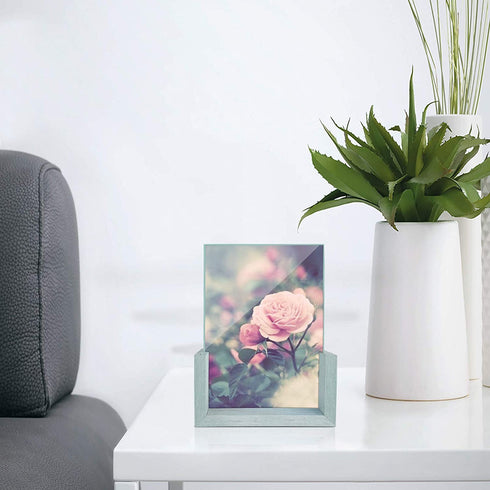 HORLIMER 5x7 Picture Frames Set of 2, Rustic Photo Frame with Wooden Base and Tempered Glass for Tabletop