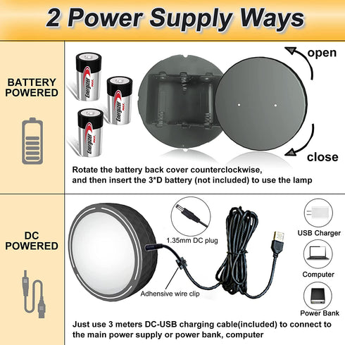 Battery Powered Ceiling Light, Starxing 5 inch Wireless Puck Lights with Remote Control, Shower Lights Fixture with DC Charger (Black)