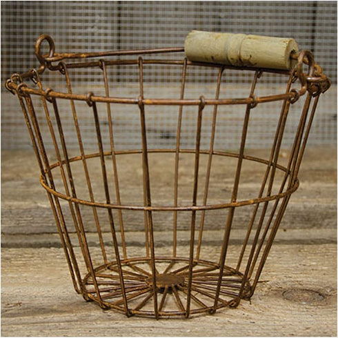 Wire Egg Basket 6" H 8" Dia Rust