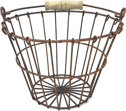 Wire Egg Basket 6" H 8" Dia Rust