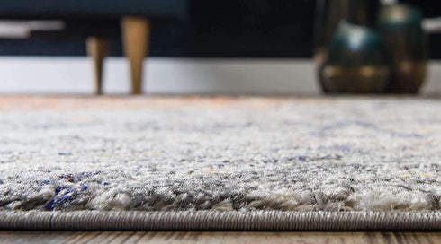 Unique Loom Vita Collection Modern Over-Dyed Center Medallion Vintage Area Rug, 2 ft (2 in) x 3 ft, Gray/Ivory