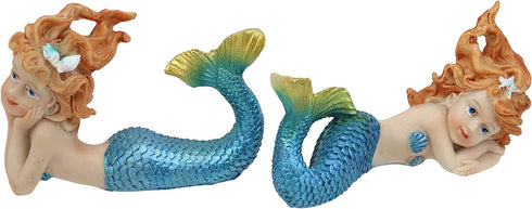 Ebros 4.25" Wide Colorful Nautical Ocean Mermaid Mergirls Under The Sea Miniature Figurines Set of 2 Fantasy Mermaids Sirens of The Seas Figurines Fairy Garden Collectibles