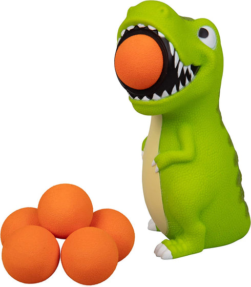 Hog Wild T-Rex Dinosaur Popper Toy - Pop Foam Balls Up to 20 Feet - 6 Balls Included - Age 4+