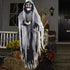 Halloween Hanging Ghost, 5.5 Ft Large Life size Halloween Prop Skull with LED Glowing Eyes and Creepy Shrilling Sound Scary Grim Reaper with Detachable Bendable Arms Perfect for Halloween Party Decor