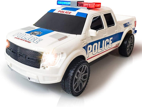 ArtCreativity Police Car Pickup Truck with LED Headlights and Sirens, Light-Up Push and Go Police Car Toy, Police Monster Trucks, Toy Trucks for Kids, Toddler Boy, Toy Cars for 2 Year Old Boys