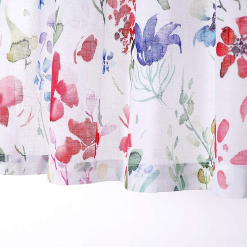 Fragrantex Print Flower Red Kitchen Curtains 45 inch length Multi-Color Linen Texture,Small Window Curtains Travel Trailer Rustic Farmhouse Floral Sheer Tiers Curtains 2 Panels Rod Pocket 28"W x 45"L