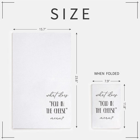 Saukore Funny Kitchen Towels, Fold in The Cheese Dish Towels Set, Super Absorbent Kitchen Hand Towels - 2 Pack Decorative Waffle Weave Dish Towels, Cute Mother's Day, Birthday, Housewarming Gifts