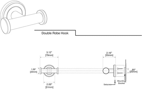 Gatco 4245AMX Latitude II Double Robe Hook, Matte Black