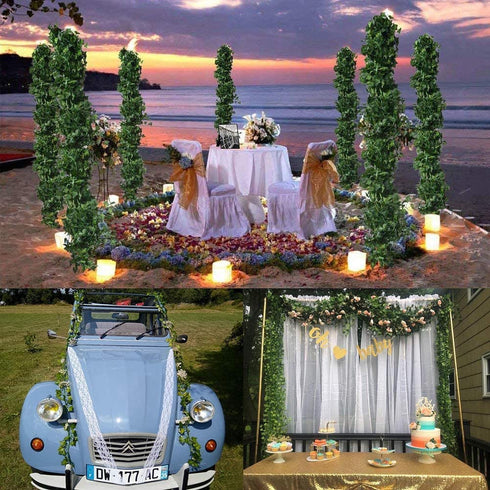 CQURE 24 Pack 168Ft Artificial Ivy Garland,Ivy Garland Fake Vines Leaf Garland Green Leaves Fake Plants Hanging Vine Plant Greenery Garland for Bedroom Wedding Party Garden Wall Decoration