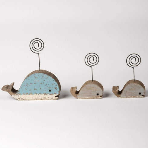 Primitives by Kathy 103281 Wood Photo Holder Blocks, Set of 3, Whales