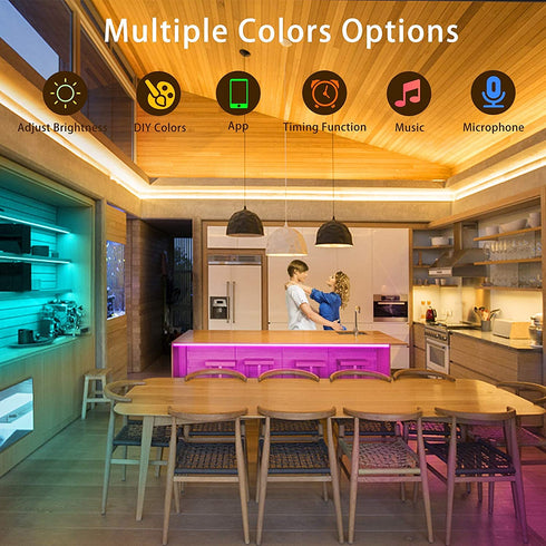 50ft Bluetooth LED Light Strip RGB Color Changing with Phone APP, Music Sync LED Strip Lights with Remote, LED Lights for Bedroom, Kitchen, TV, Party