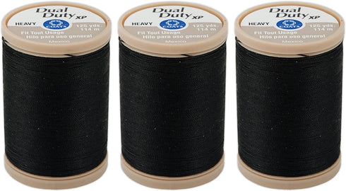 COATS & CLARK Dual Duty XP Heavy Thread, 125-Yard, Black (3 Spools, Black)