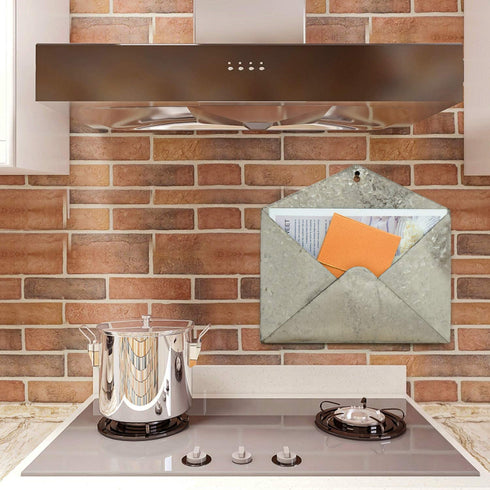 YoleShy Galvanized Mail Organizer Wall Mount Mail Holder Set of 2, Metal Envelope Wall Hanging File Folder Holder, Galvanized Mail Holder, Wall Organizers and Storage for Mail, Letter, Magazine