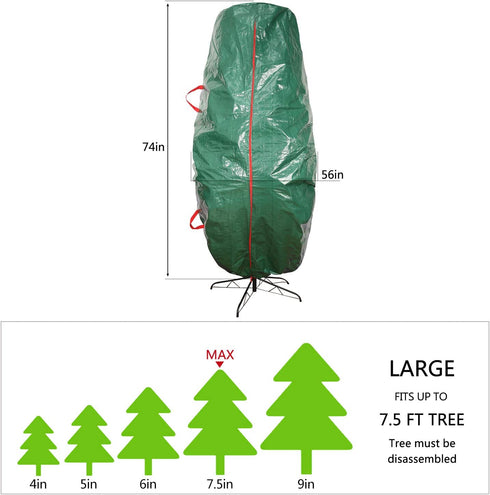 Upright Christmas Tree Storage Bag Tear Proof Material for Extra Durability Holds up to 7.5 Foot Assembled Trees