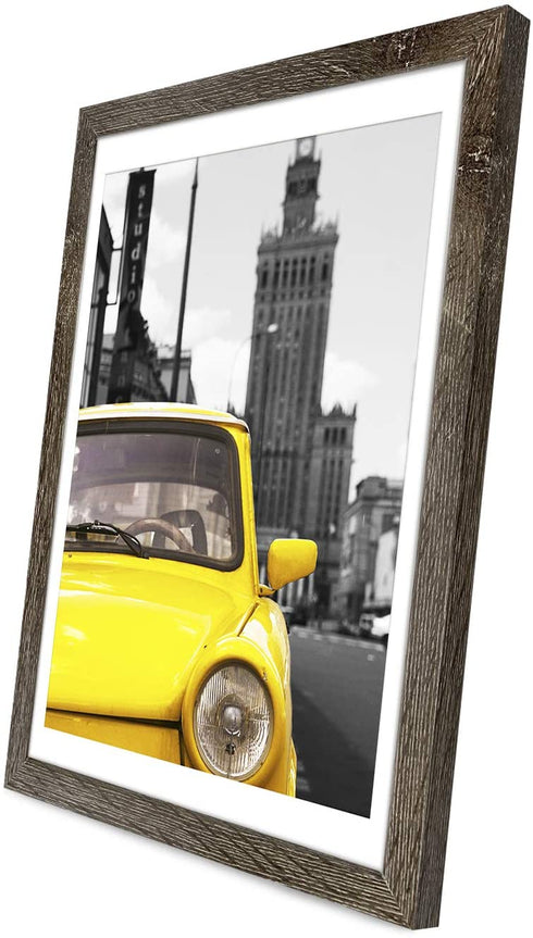 Emeyart 12x16 Frame Made to Display 11x14 Picture with Mat or 12x16 Photo Without Mat Picture Frames Wall Art for Wall Decor or Table Top Display,Brown