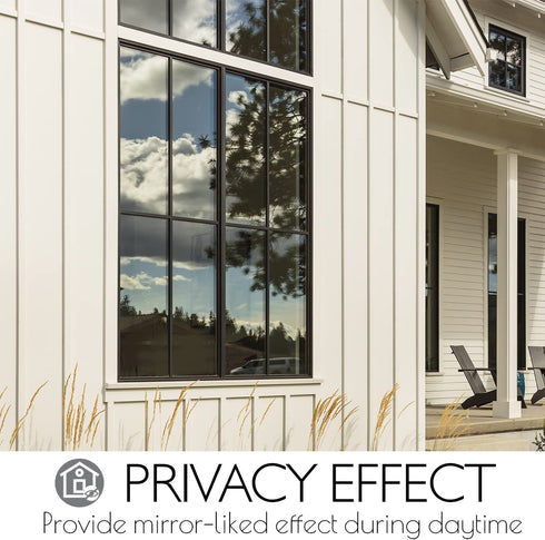 HIDBEA Window Film Daytime Privacy, Reflective One Way Mirror Window Tint for Home, Heat Control UV Blocking, Non-Adhesive Self Static Cling Window Stickers(Silver, 35.4 Inch x 6.5 Feet)