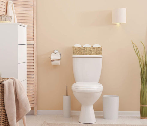 Americanflat Hand-Woven Seagrass Bathroom Storage Basket for Toilet Tank Top - Countertop Organizer, 16.5 L x 6 W x 5 H inches, 3 Compartments