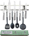 Magnetic Knife Holder for Wall - Metal Knife Magnetic Strip 12 Inch - Stainless Steel Knife Magnet Bar Rack With Hooks - Kitchen Utensil Holder and Knife Storage Holder