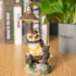ZJNDJL Resin Owl Sculpture Statue with Night Light, 9" Creative Ornaments Home Decoration Office Desktop Furnishing Crafts Gifts for Friend Family Animal Lovers Birthday Present (Gray+White)