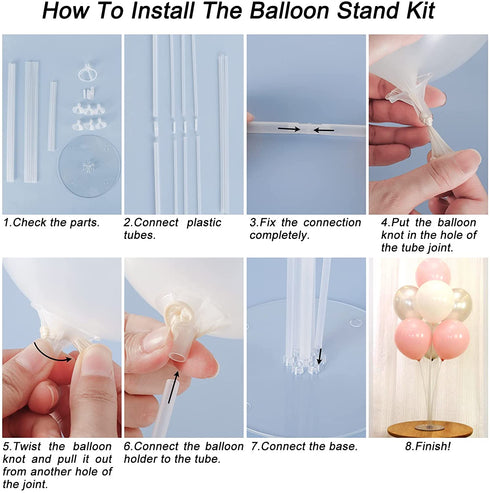 RUBFAC 7 Sets of Balloon Stand Kits, Reusable Clear Balloon Stand Holder for Table, Including Glue, Tie Tool, Flower Clips, Table Balloon Stand Suitable for Birthday Wedding Party Decorations