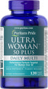 Puritans Pride Ultra Woman 50 Plus Multivitamin Caplets with Zinc, 120 Count, White