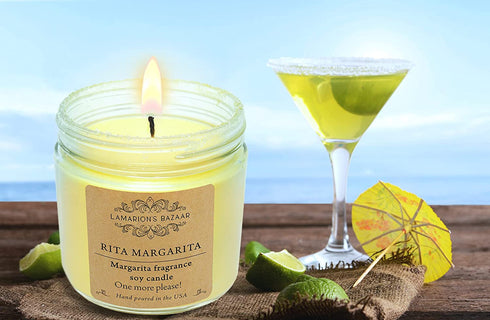 Rita Margarita - Lime Margarita Fragrance - Decorated with Salt - Large Soy Candle in a Kraft Box