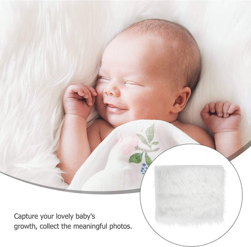 Kisangel Baby Fur Plush Photographic Mat Newborn Photo Background Wraps Blanket Baby Newborn Photo Props (White)