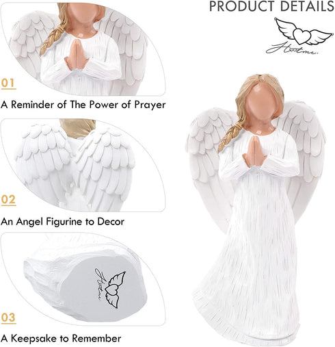 LUCKYBUNNY Guardian Angel Statue Figurine, Angel of Prayer, Hand-Painted Remembrance Angel Encouragement Gifts to Show Love, Sympathy, Bereavement, Gratitude, Friendship
