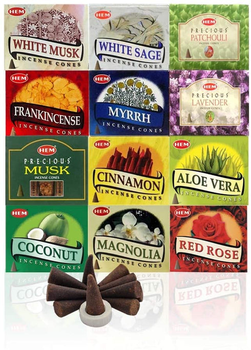 Hem 12 Assorted Boxes of Incense Cones, 12 X 10 (120 total)