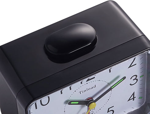 Tinload 4" Loud Crescendo Bell Alarm Clock Silent No Ticking,Snooze,Nightlight,Battery Operated,Easy Set(Black)