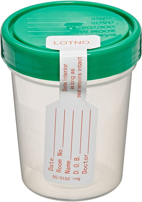 Sterile Specimen Cups, Set of 12, Screw Cap, Tamper Evident, 4 oz.