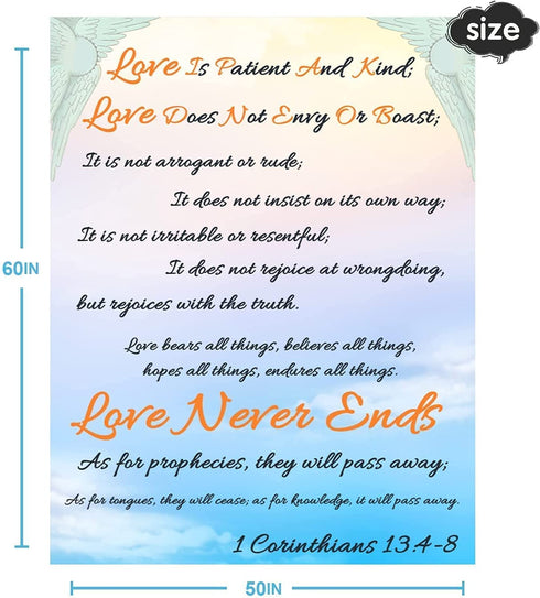 WISH TREE Throw Blanket with Bible Love Verse Pattern Soft Fleece Bed Throw Gift for Lovers/Wife/Husband/Friends on Birthday/Anniversary/Christmas/Valentines/Mothers Day, 50x60 inch(Sky Blue)
