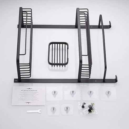 Hoomtaook Adhesive Bathroom Organizer Shower Caddy Kitchen Spice Rack Wall Mounted Drill-Free Bathroom Shelf Storage Kitchen Rack Rustproof Shower Shelf