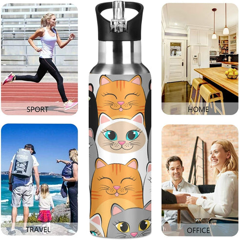 SUABO Sports Water Bottle Vacuum Insulated Stainless Steel Water Bottle for School Father's Gift, 20oz