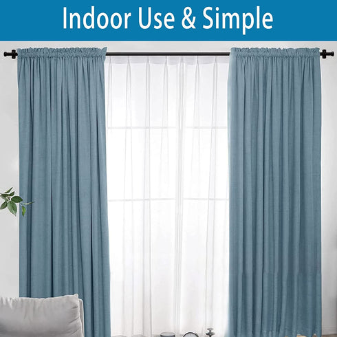 Curtain Rods 72 to 144-1" Curtain Rod with Cap, Curtain Rod for Windows 66 to 120, Hanging Curtain Rod&Wall Mount with Brackets, Outdoor Curtain Rod, Curtain Rods for Windows 72 to 144-Inch: Black