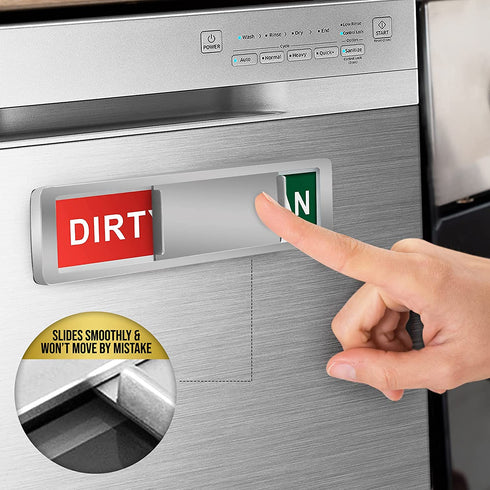 Premium Dishwasher Magnet, Clean Dirty Sign Indicator For Dishwasher Non-Scratch Easy To Read And Strong Slide For Changing Signs, Sleek And Convenient Design, Heavy Duty Magnet With Optional Stickers